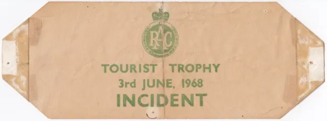 1968 Oulton Park Rac Tourist Trophy Incident Marshal Armband Pass Bscc Hulme
