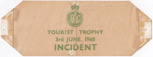 1968 Oulton Park Rac Tourist Trophy Incident Marshal Armband Pass Bscc Hulme