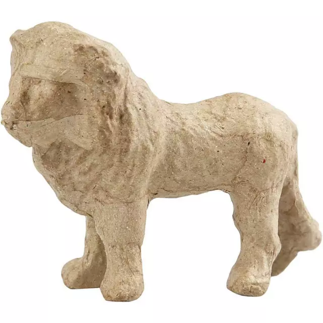 Lion Animal Shaped Handmade Brown Paper Mache Make H: 9cm L: 13cm Decorative Art