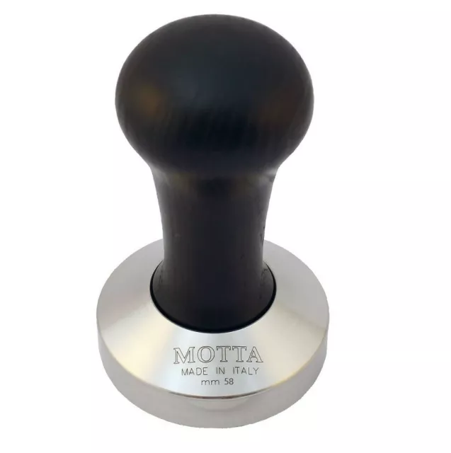 MOTTA Professional Barista Tool Tamper Black Wood Convex Base 58mm Made in Italy