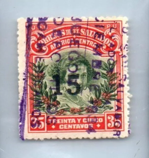 1934 EL SALVADOR Stamp - Overprint Surcharge, 15c on 35c SC#534 1818J