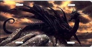 Dragon On Volcano Photo License Plate