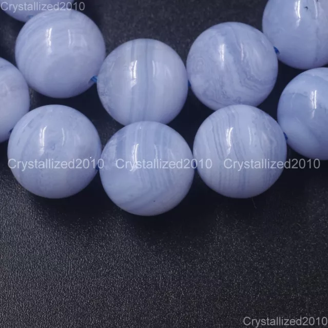 AAA Natural Chalcedony Blue Lace Agate Purple Round Beads 4mm 6mm 8mm 10mm 15.5"