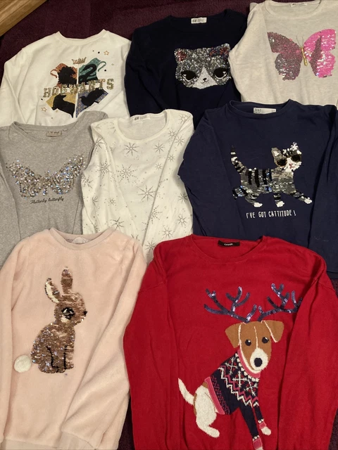 girl’s jumper & tops bundle age 9-10 years (next, H&M, Harry Potter, Bunny, Cat 2