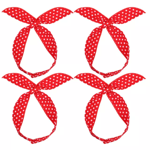 4pcs Vintage Dot Headbands For Women Red Bow Headband Women Polka Dot Headband