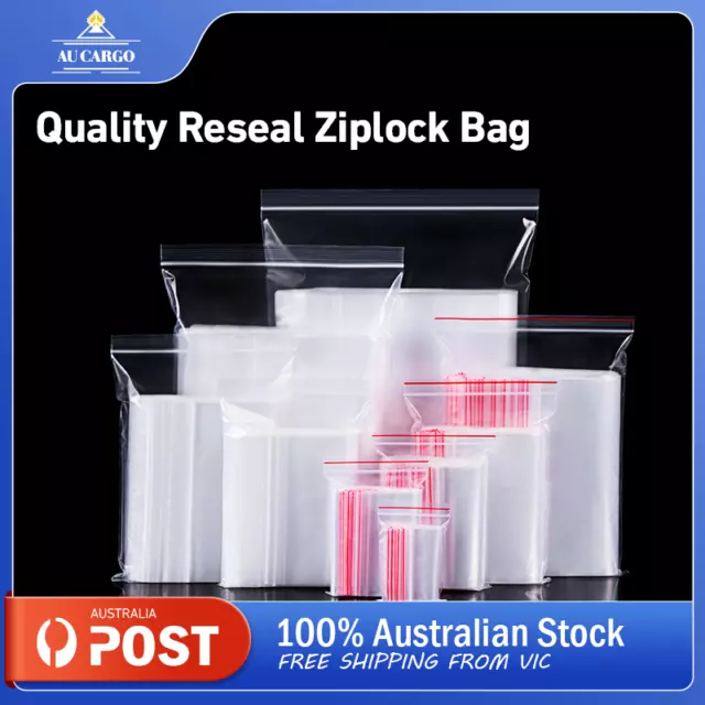 Zip Lock Bags Durable Resealable PE Bags Multi Size Reseal Ziplock Clip AU