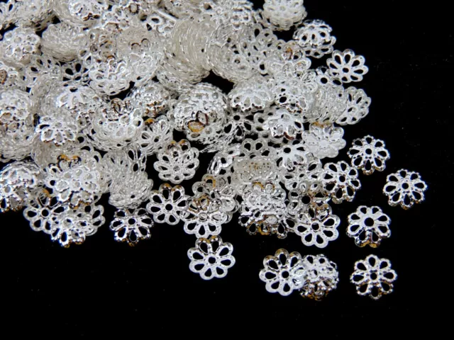 200 Pcs Silver Plated 6mm Bead Caps Jewellery Craft Findings Beading C31