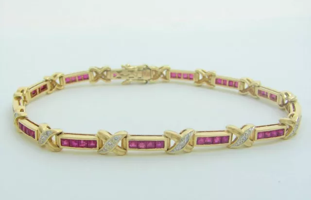 Diamond Ruby X Bracelet 18K Straight Row Bracelet