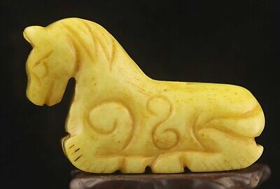 Chinese old natural jade hand-carved statue horse pendant d