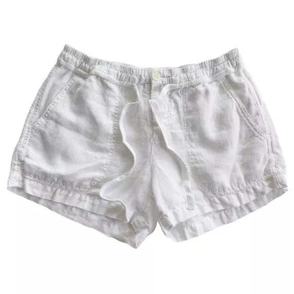 Vince Womens Size XS Drawstring Utility Pocket Linen Shorts White Coastal 3" Mod