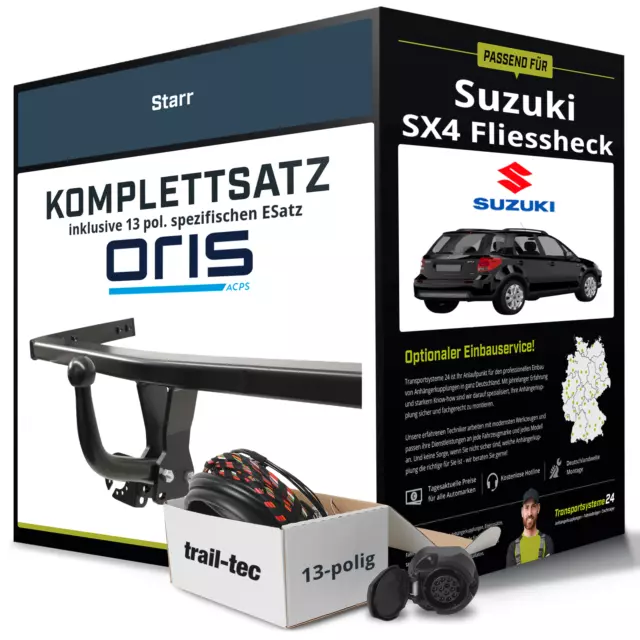 Für SUZUKI SX4 Fliessheck Classic EY,GY Anhängerkupplung starr +eSatz 13pol 06-