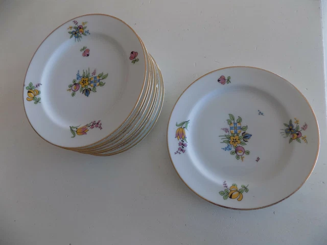 LIMOGES RAYNAUD - 6 ASSIETTES DESSERT EN PORCELAINE Modèle COMPAGNIE