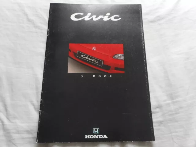 1992 Honda Civic 3-door UK Car Sales Brochure, collectible, vintage, VGC