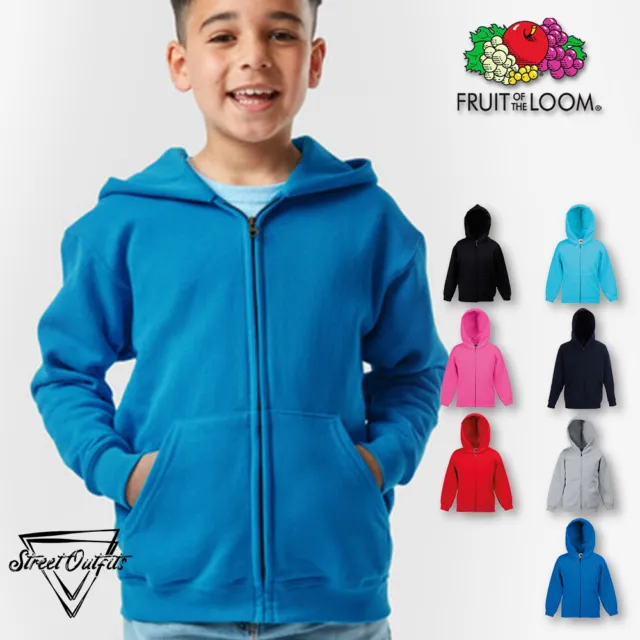 Kids Zip Hoodie Hooded Sweatshirt Boys Girls Jacket Pullover Top Children School