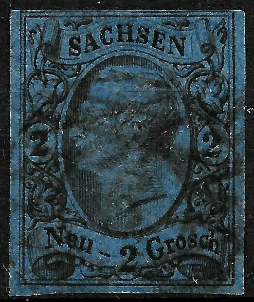 SACHSEN 1855; MiNr. 10a ; 2 Neugroschen; BPP geprüft; N6 Bahnpost
