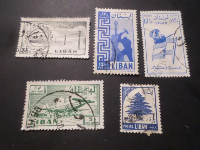 Libanon Lebanon, Los 5 Briefmarken, Entwertet, VF Briefmarke