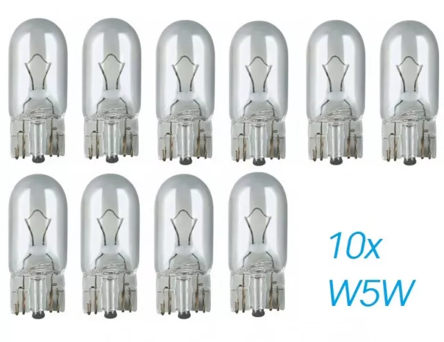 10 St W5W W2.1x9.5d T10 12V Glühlampe Glühbirne  Auto Lampen Glassockell für VW