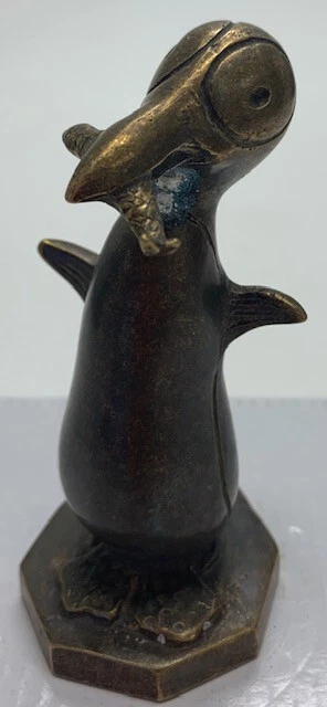 French ART DECO PENGUIN Bronze Car Mascot/Hood Ornament 60