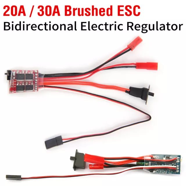 20A ESC 30A Brushed ESC Micro ESC 2S for 1/16 1/18 1/24 RC Car Boat Tank w/Brake