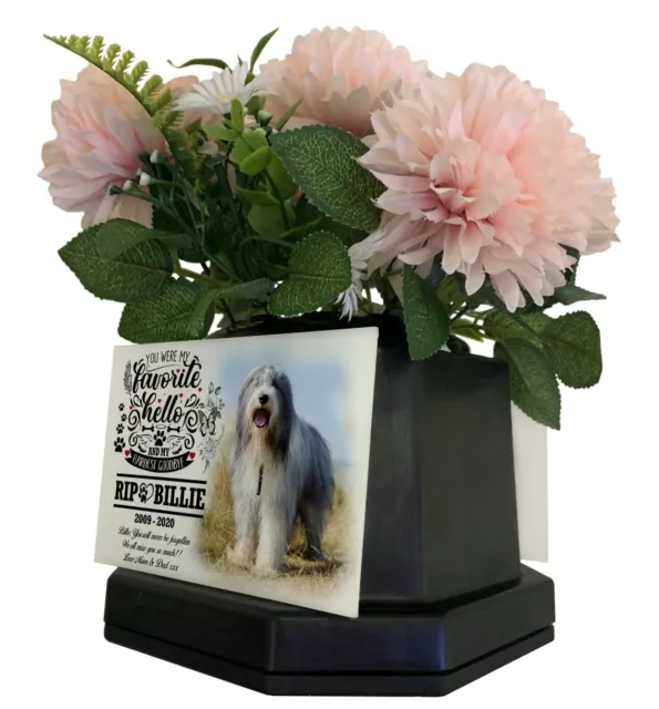 Pet Grave Memorial, Flower Pot / Vase With Photo Plaque, Unique Garden Tribute.