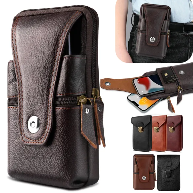 Cell Phone Waist Belt Holster Loop Pack Bag PU Leather Pouch Wallet Case​ Cover