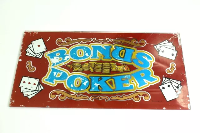 VINTAGE IGT Bonus Poker Slot Machine Glass 15" x 8" Advertising
