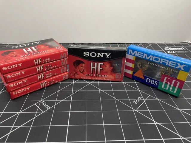 Sony HF 60 Min Blank Audio Cassette Tapes Normal Bias Lot of 5 New Sealed