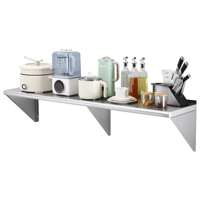 VEVOR 60" x 14" Stainless Steel Wall Mounted Shelf Kitchen Restaurant Shelving