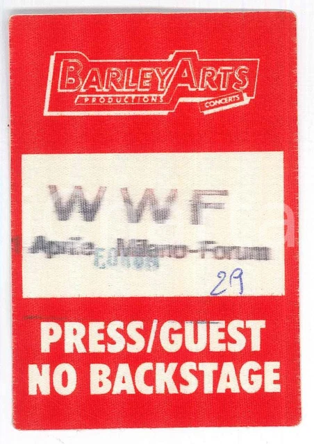 1995 ca MILANO FORUM World Wrestling Federation WWF Press-guest pass 6x9 cm