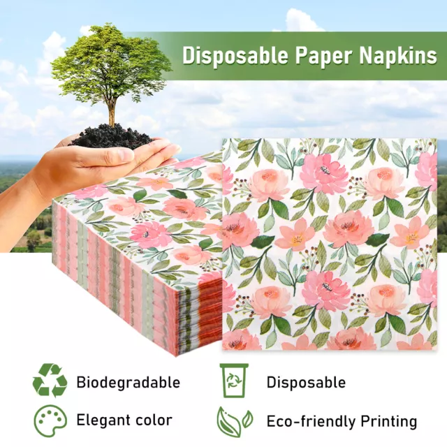 100sheets Floral Pattern Wedding Dinner Luncheon Paper Napkin Ply Table Decor 3