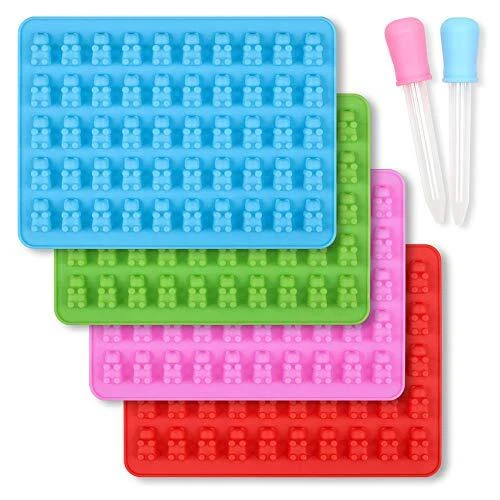Silicone Gummy Bear Candy Molds, Set of 4 Packs Non Stick Food Grade