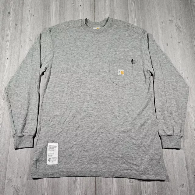 Camisa para hombre Carhartt FR grande gris resistente al fuego manga larga NFPA 2112