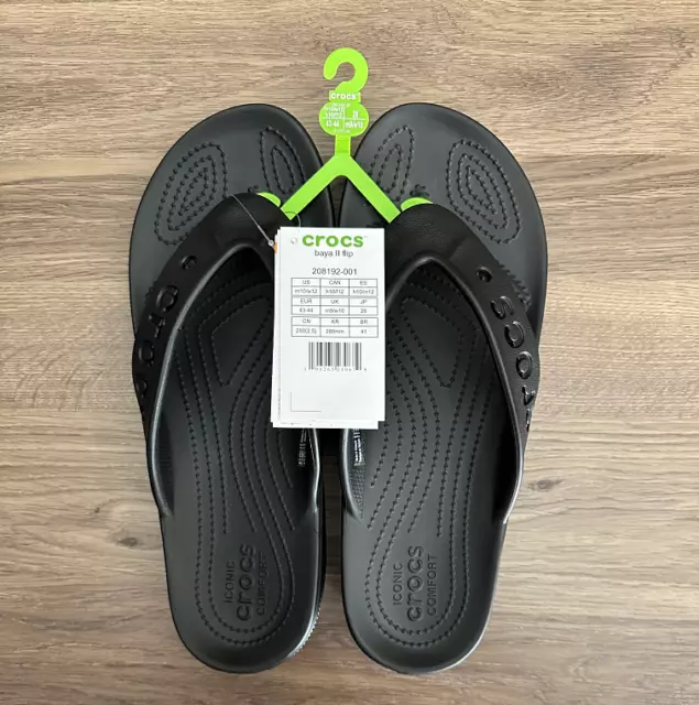 ⭐️NWT⭐️ Crocs Baya II Flip Flops Mens Size 10 Black 208192-001