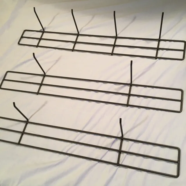 Set or 3 Wall Racks with 8 Hooks, about 4” long hooks, about 24.5” wide, Black