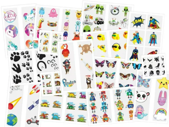 72 Temporary Tattoo Stickers Fake Tattoos For Boys Girls Kids Party Bag Filler