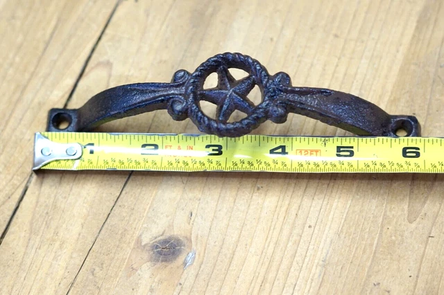 2 Cast Iron RUSTIC Drawer Pulls Handle Texas Star Fancy Western Cowboy Cabinet 4