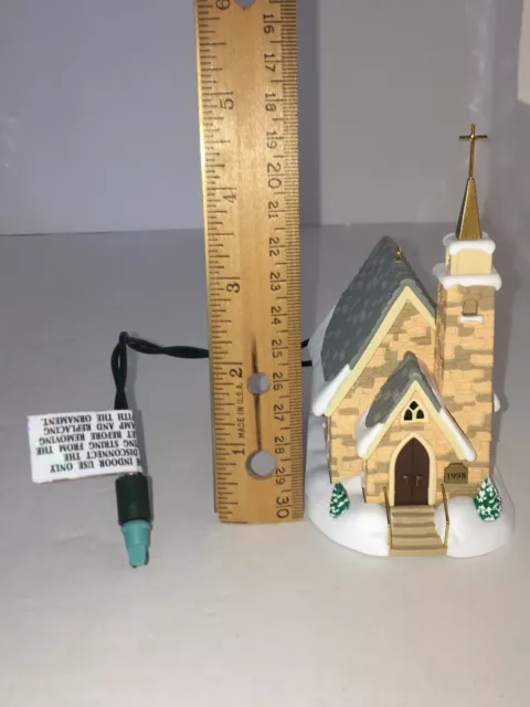 NOS Hallmark Keepsake Lighted "The Stone Church" Christmas Ornament