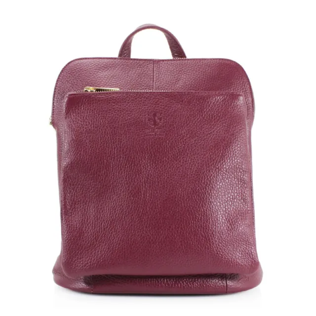 NEW Women Genuine Leather Italian Medium Backpack School Travel Shoulder Bag UK