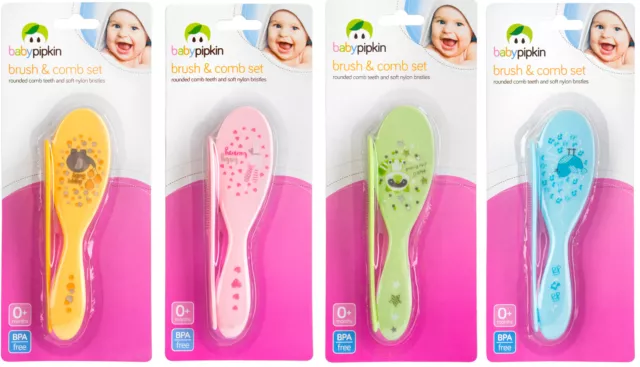 Baby Hair Brush & Comb Set Grooming Kit Infant Soft Gentle Bristles Rounded Comb