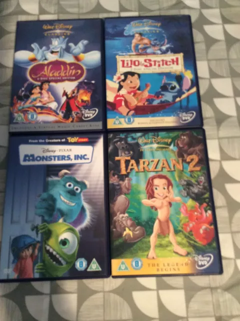 WALT DISNEY DVD Bundle X4 Monsters Inc Tarzan Aladdin Lilo £9.95 ...