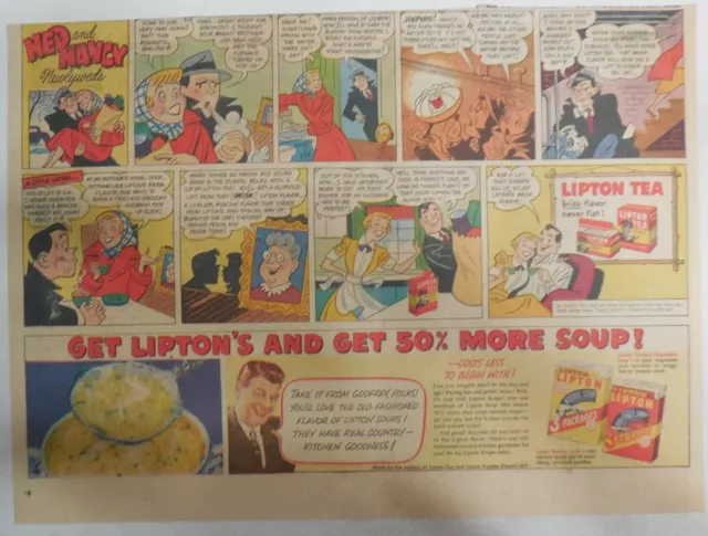 Lipton Tea Ad: "Newlyweds Ned and Nancy" from 1930's-1950's Size: 11 x 15 inches