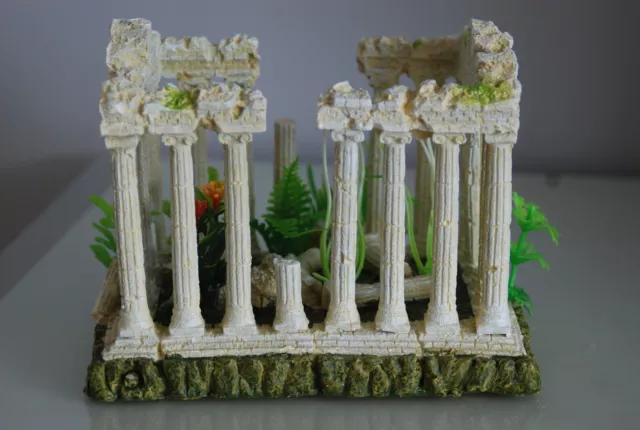 Aquarium Moyen Temple Grec Ruine Décoration & Plantes & Diffuseur 18x12x13 CM