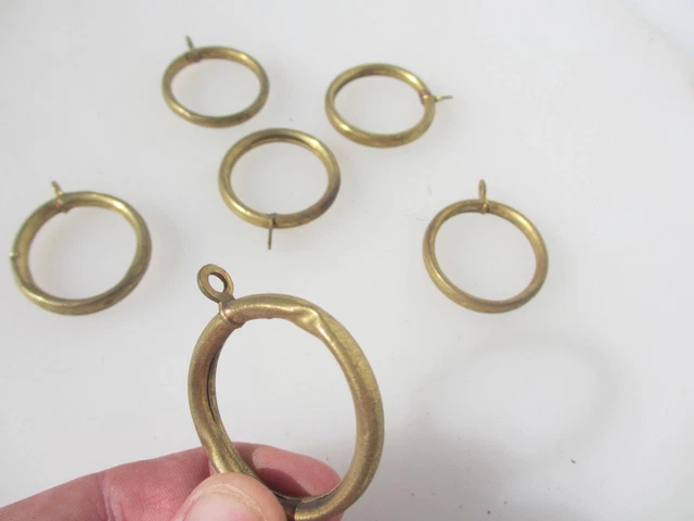 Antique Brass Curtain Rings Victorian Holder Hangers Vintage x6 1.5"W