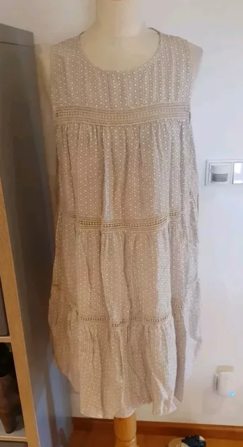 Kleid M 38 kurz Sommerkleid grau taupe Party Stufen Hängerchen