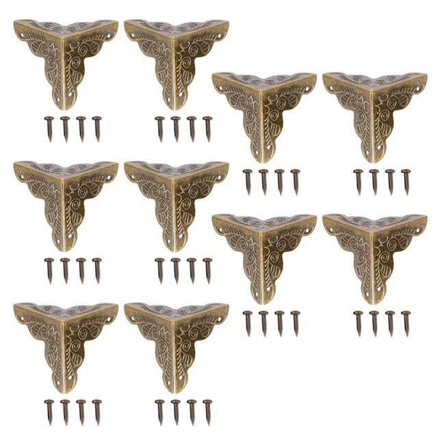 Decorazioni For Angoli Di Tavoli For Mobili, 12 Pezzi Decorativi In ​​ottone Antico For Gioielli, Confezione Regalo For Vino, Custodia In Legno - Foto 7