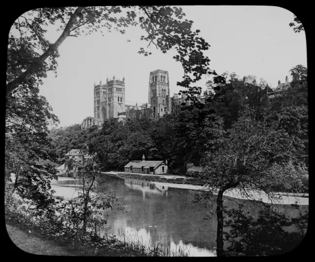 Magic Lantern Slide DURHAM CATHEDRAL EXTERIOR C1890 HISTORIC PHOTO