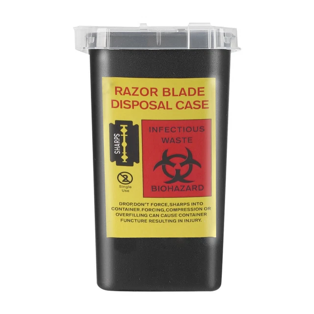 (black)Plastic Disposable Sharps Container Waste Container Box Blade Tattoo ABE