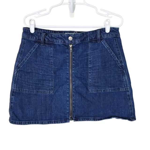 Madewell Denim Utility Zip Skirt Womens 30 Blue Cotton A Line