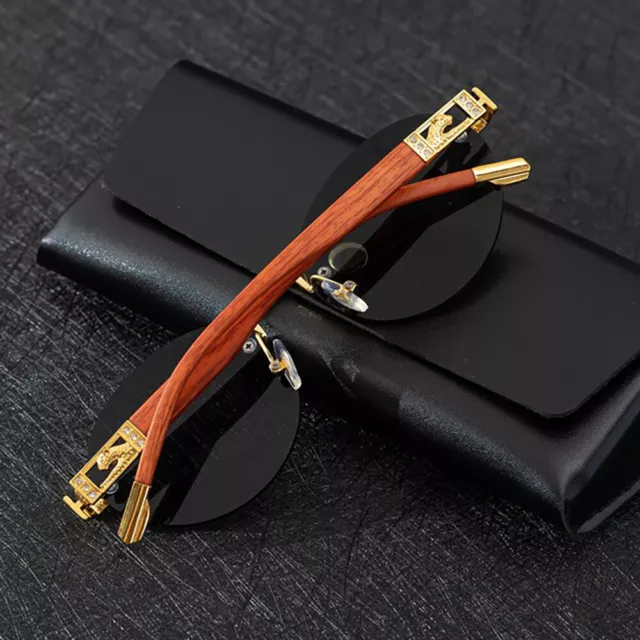 Fashion Round Sunglasses Men Women Retro Metal Bar Rimless Hip Hop Shade Glasses 3