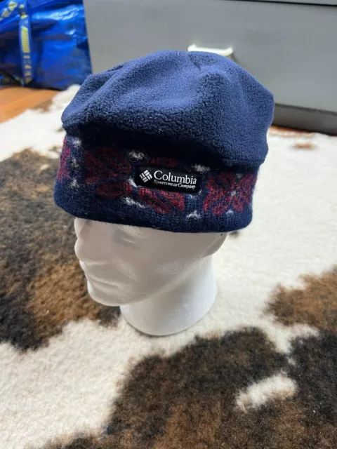 VINTAGE COLUMBIA BEANIE Hat Cap Navy Red Knit Winter Outdoors Men 90s ...